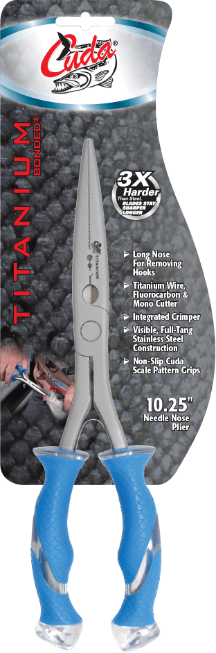 Cuda 10.25 Titanium Bonded Stainless Steel Freshwater Long Needle Nose  Pliers - Snips - Cuda